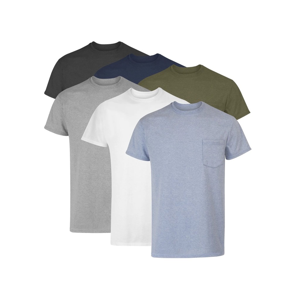 Hanes Mens 6-Pack Assorted Pocket T-Shirts Comfort Undershirts Value Pack