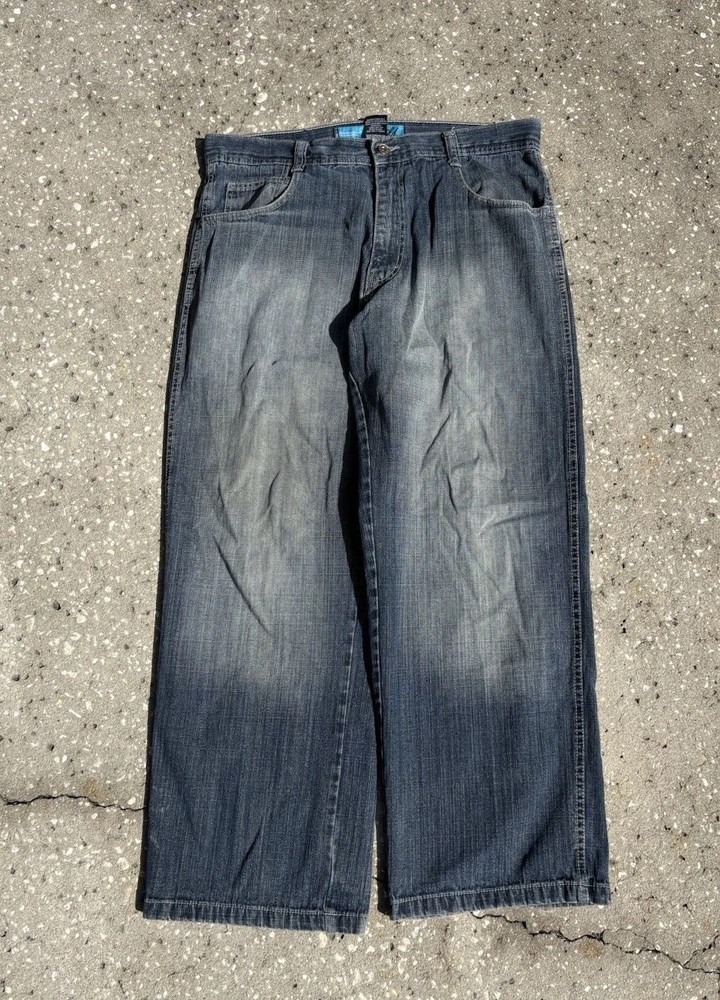 Men’s 2000s Baggy Y2K Flare Denim Blue Jeans Hip Hop Streetwear