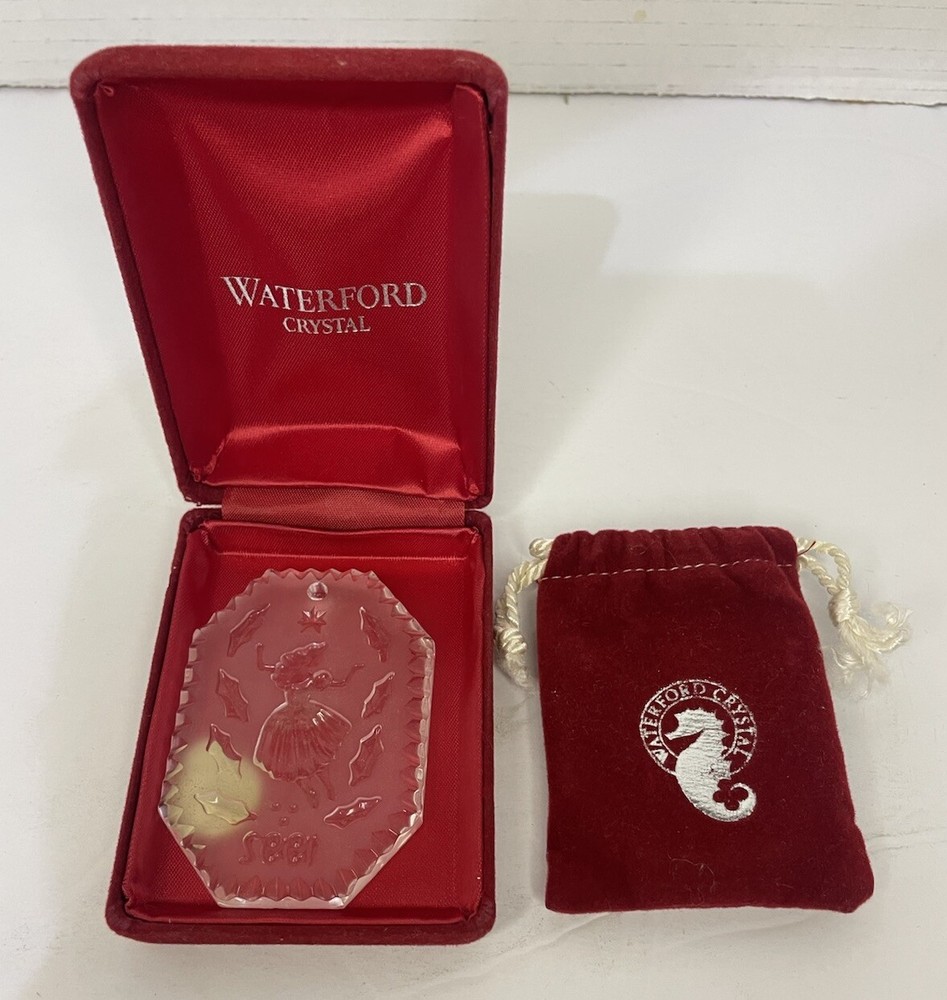 Waterford Crystal 1992 Twelve Days of Christmas Dancing Lady Ornament in Velvet Box