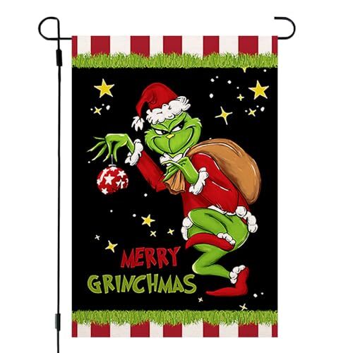 Merry Christmas Garden Flag 12×18 Inch Double Sided, Christmas Decorations