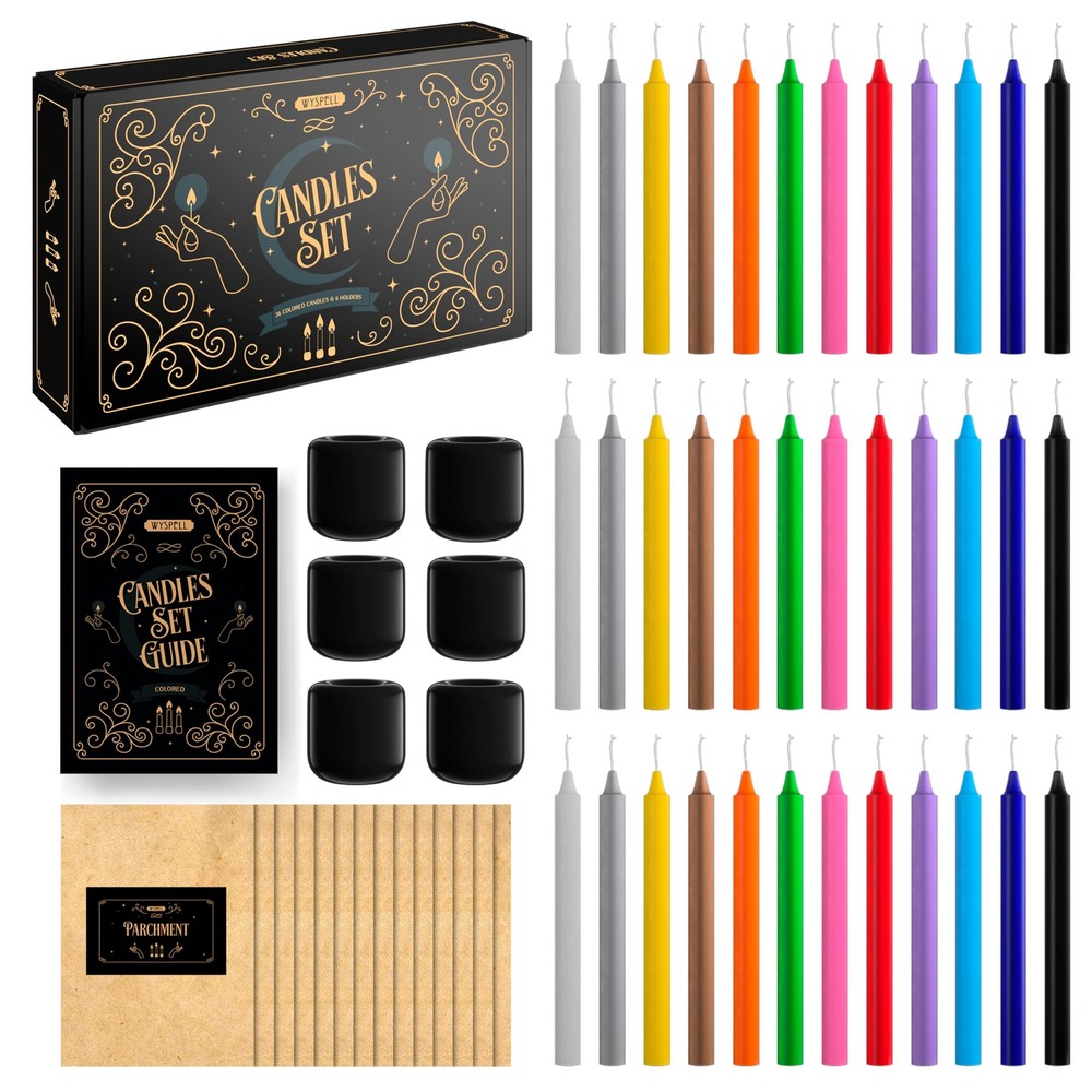 36 Vibrant Colored Taper Candles for Witchcraft Rituals - 5