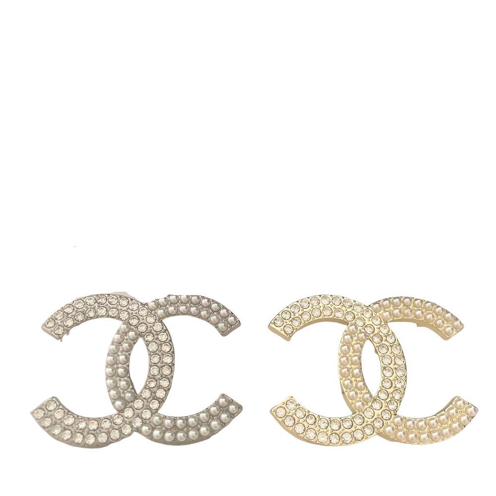 Fashion focus Double Letter Element Diamond Pearl Brooch Elegant Brooch gift for-image