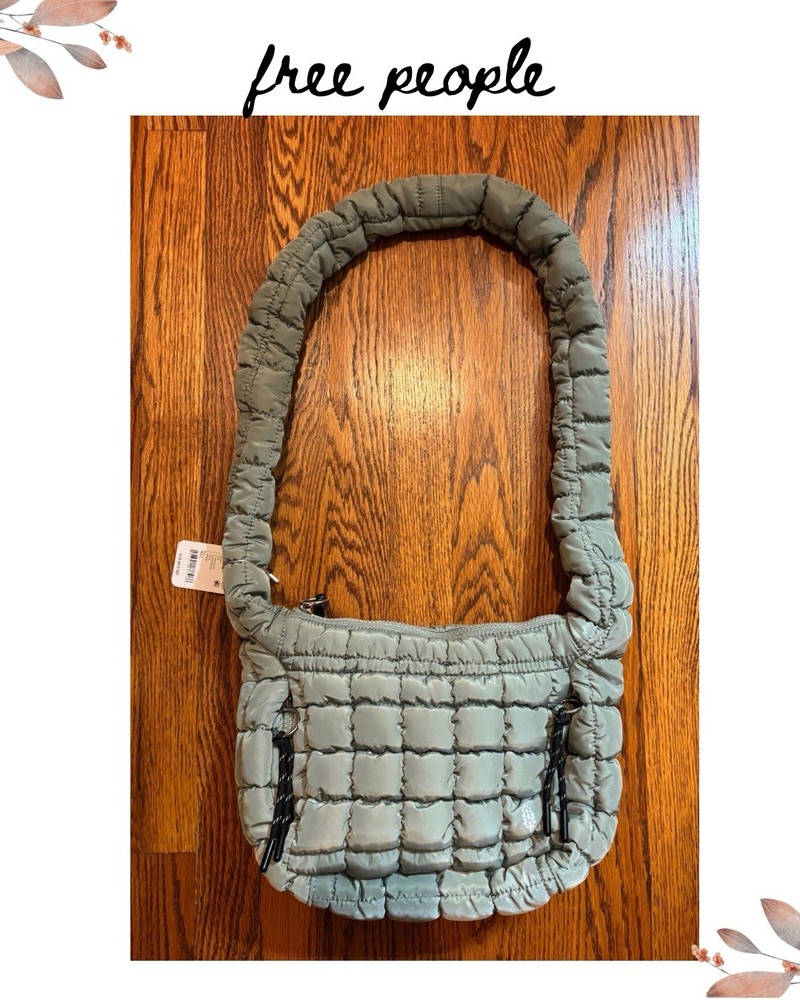 Free People Mini Quilted Sling Bag in Stone Sage NWT