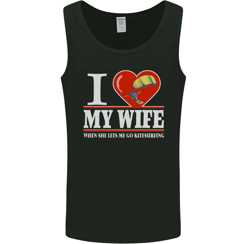 I Heart My Wife Kitesurfing Kitesurfer Mens Vest Tank Top