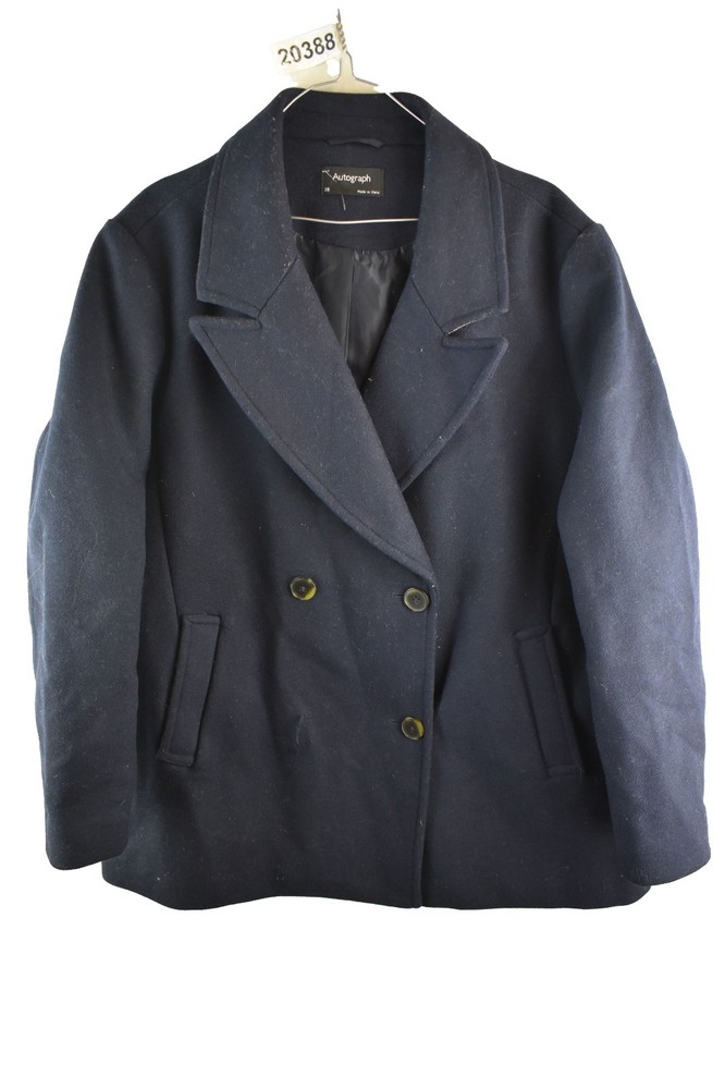 M&S AUTOGRAPH Navy Overcoat size Uk 20 Womens Wool Casual Outdoors Outerwear