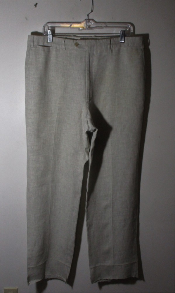 Men's SARTORI ATELIER Beige Linen Chino Pants Size 36X31