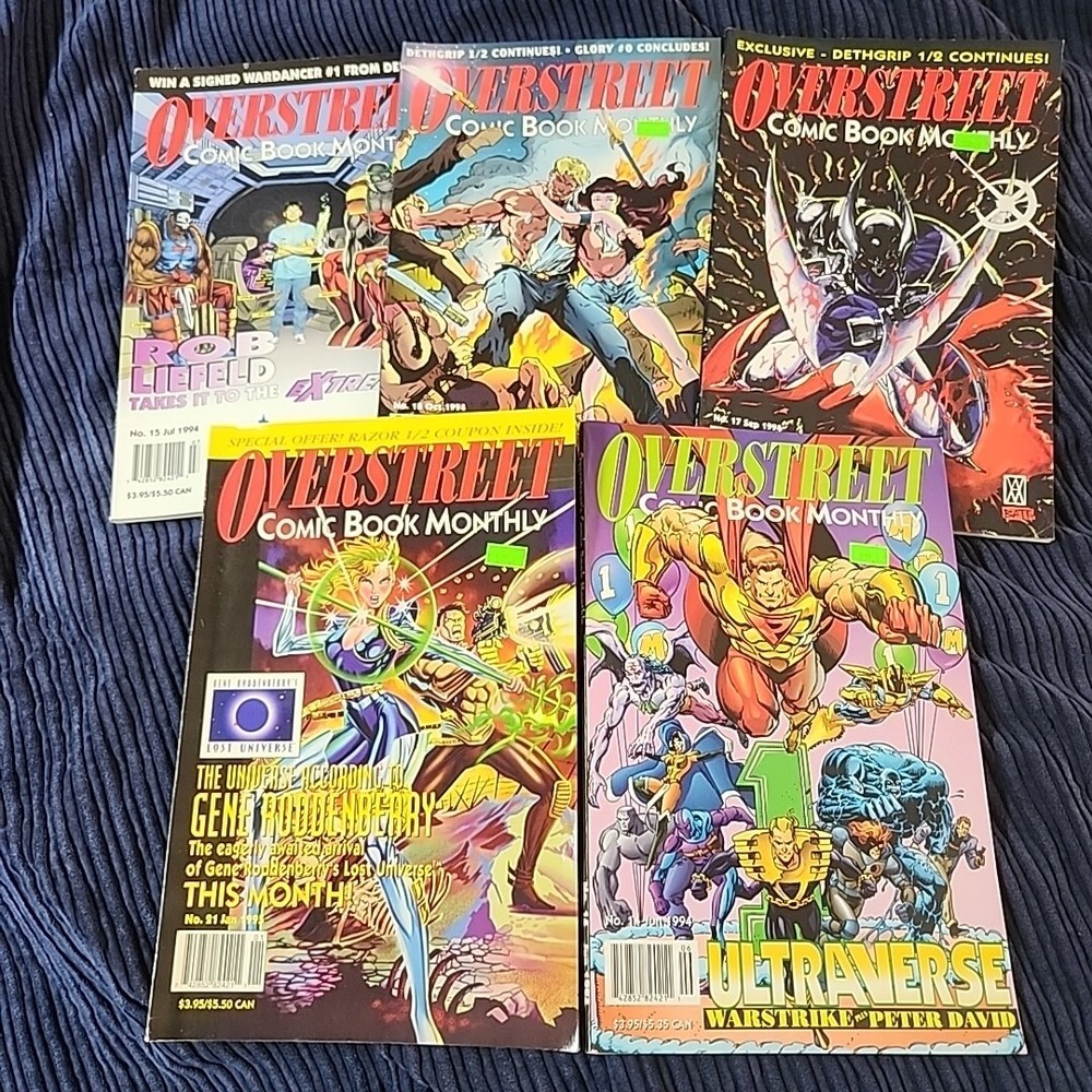 Vintage Magazine Lot of 5 - Overstreet Comic Book Monthly Price Guide 1994-1995