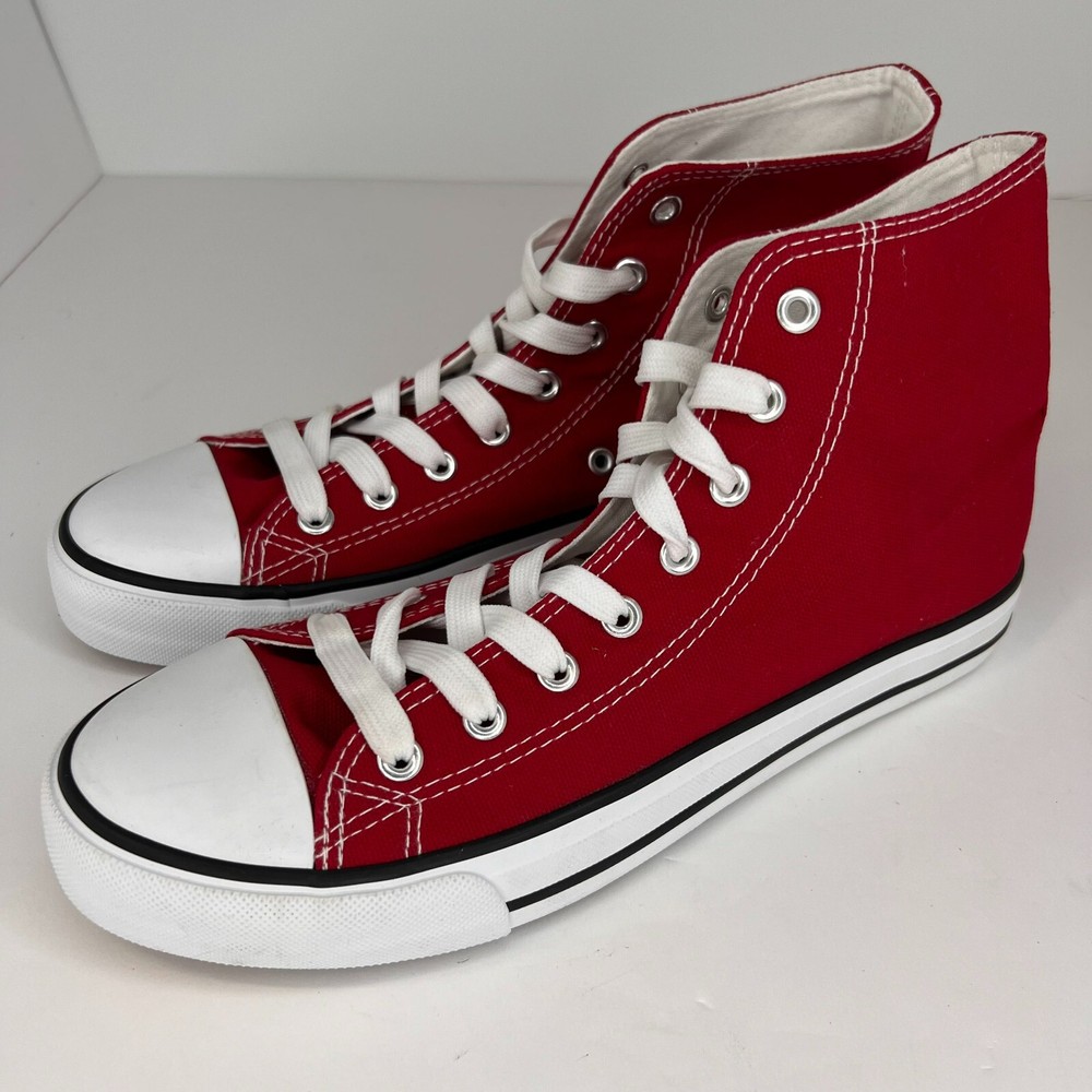 Mens ZY-K21020 Red Classic High Top Canvas Lace Up Size 10 Casual Shoes