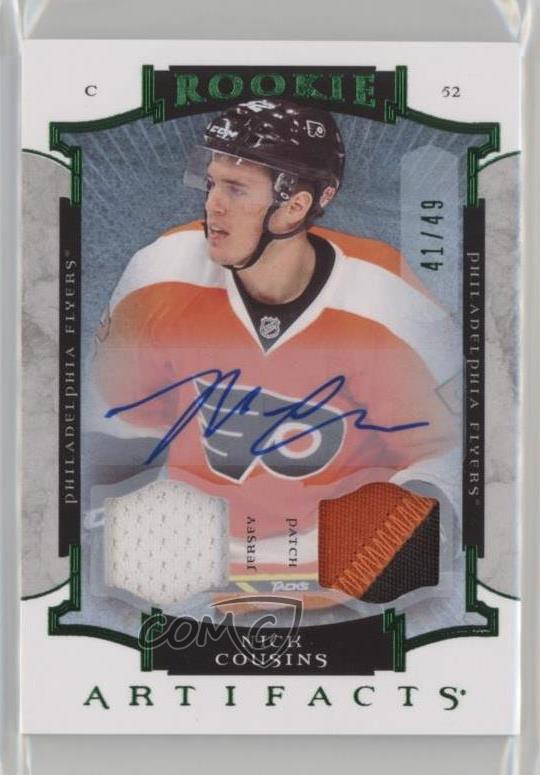 2015-16 Artifacts Emerald Jersey/Patch /49 Nick Cousins RPA Rookie Patch Auto RC