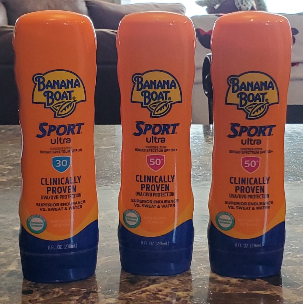 3-Pack Banana Boat Ultra Sport SPF 50+ & 30 Sunscreen Lotion 8 oz Exp 7/2025