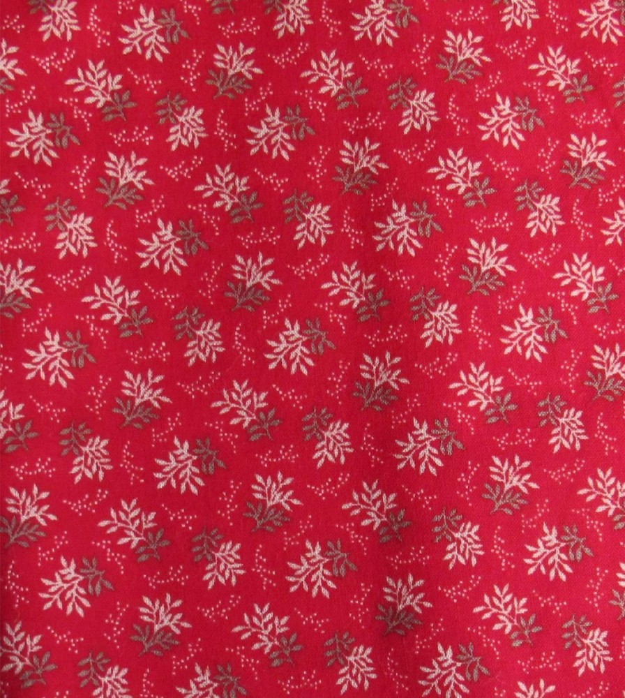 BTY Mini Tossed Leaf Sprig True Red Holiday Cranston VIP Cotton Quilt Fabric