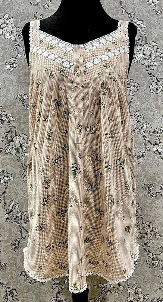 SoieRose 100% Cotton Victorian Nightgown with Lace Trim � Vintage Nightie SR1184