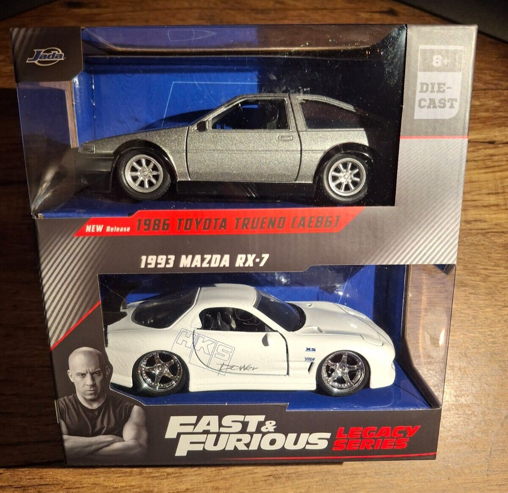 Jada Fast & Furious Legacy Series 1986 Toyota Trueno & 1993 Mazda RX-7 NEW 2024