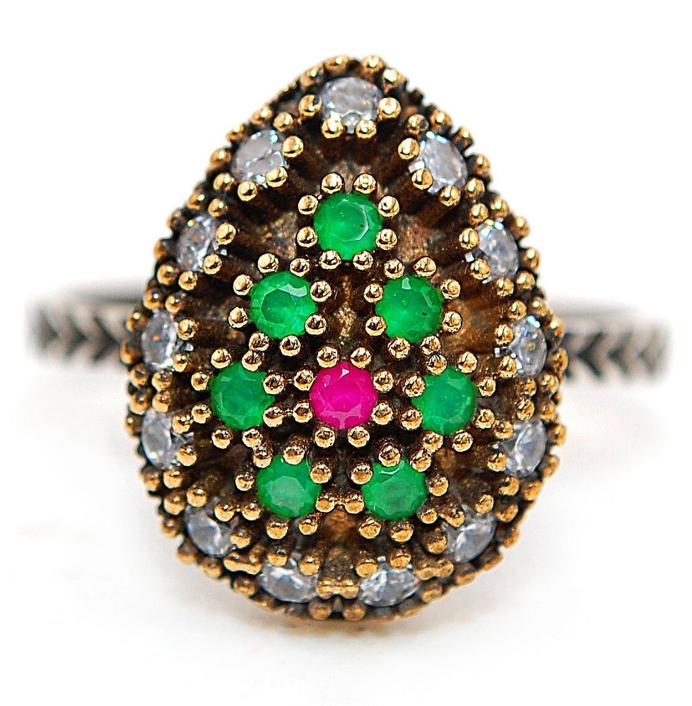 Vintage Ottoman Style 1CT Treated Ruby Sterling Silver Ring Size 9