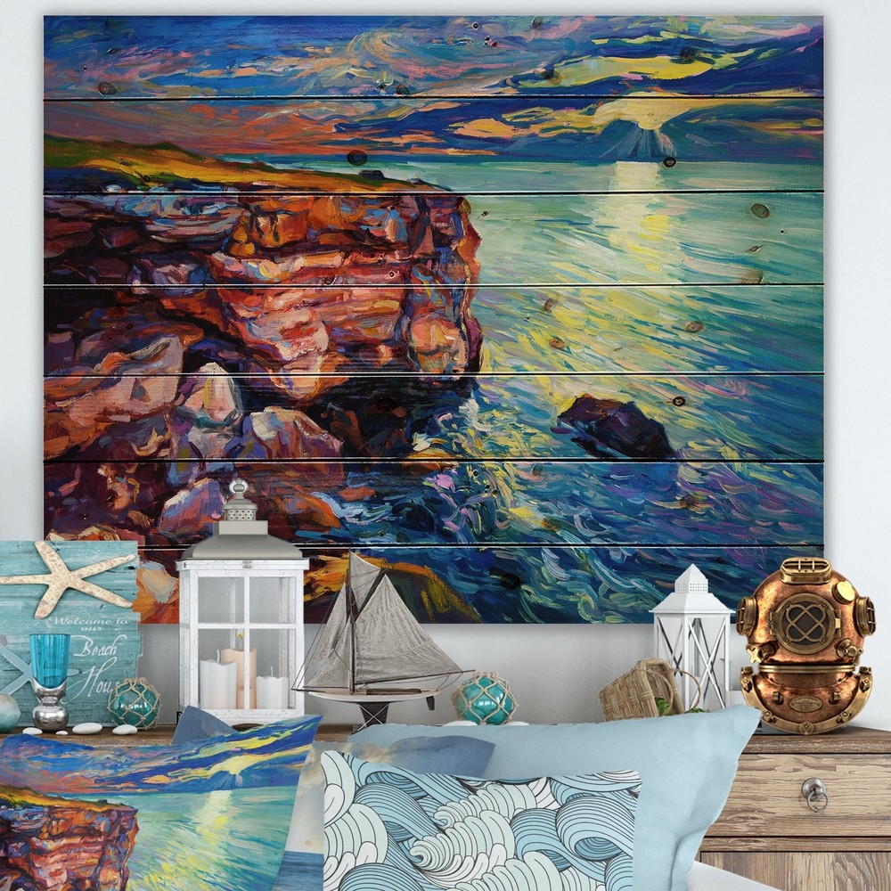 Designart 'By The Cliffside Ocean View Impression'