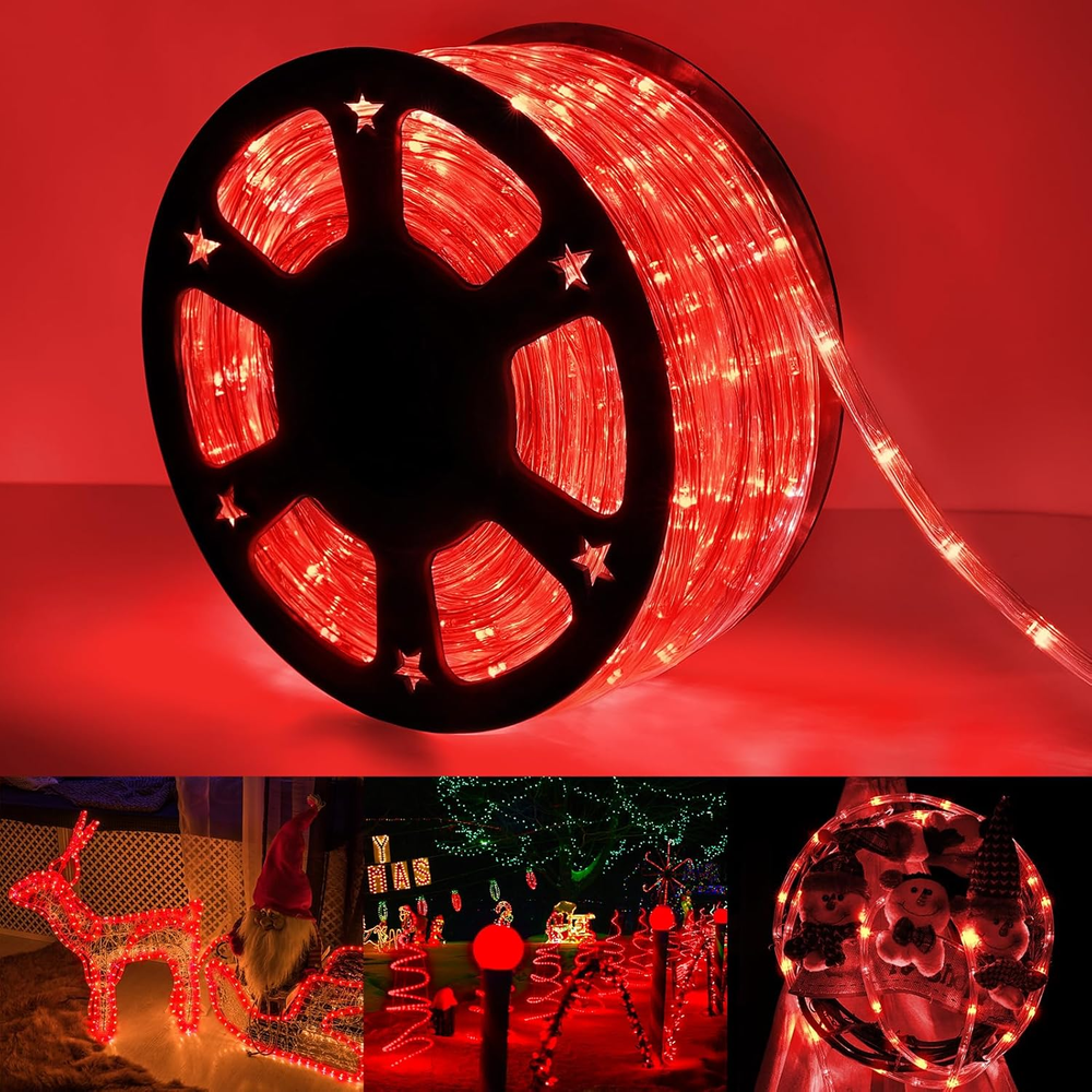 50Ft LED Rope Lights Outdoor, 360 LED Connectable and Flexible Tube Lights with