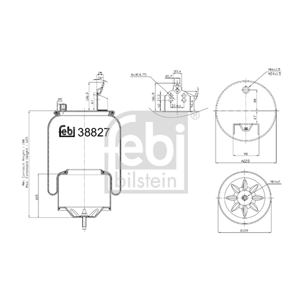 Febi Bellow, air suspension 38827 MK1 Rear Left Right FOR L300 Lanos Viano G-Mod