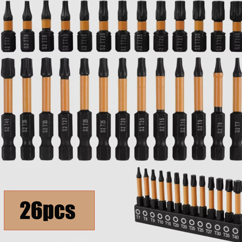 26-Piece Tamper Proof Torx Bit Set T7-T40 Security Bits