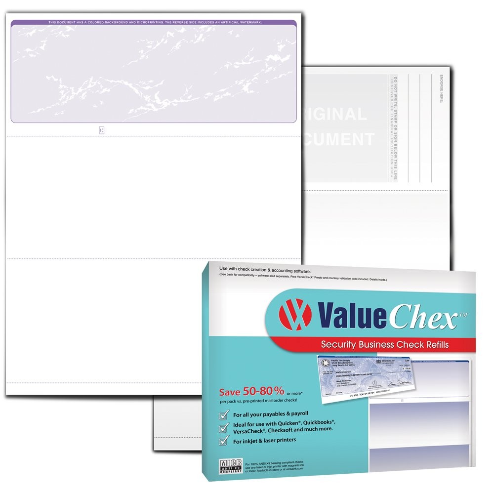 VersaCheck ValueChex - 55 Blank Business Voucher Checks - 55 Sheets, Purple-image