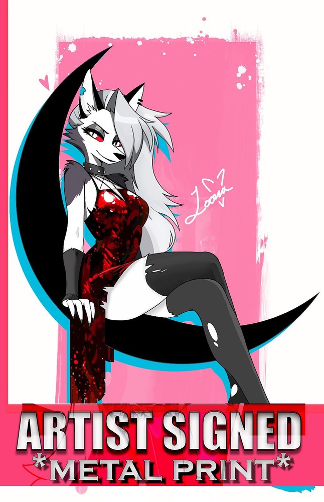 Loona Wolf Moon Helluva Boss Furry METAL 11x17 Art Print Signed Hellhound Pinup