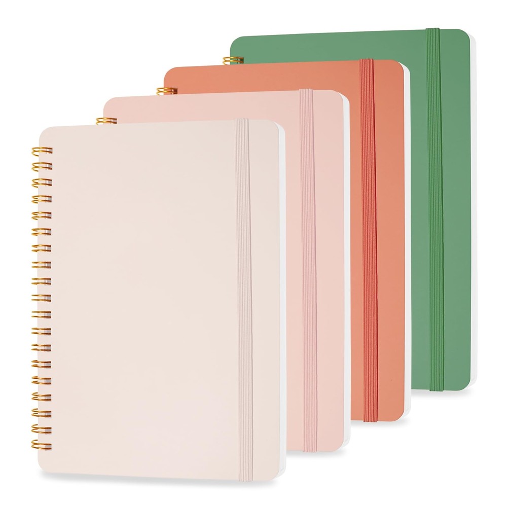 4-Pack 5x7 Spiral Notebooks for Work, School & Journaling