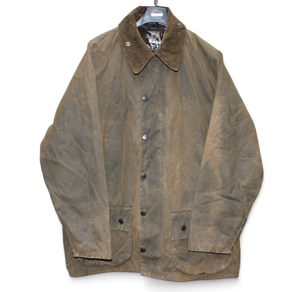 Barbour Moorland Wax Jacket Mens C44 Olive Brown with Polar Quilt Lining