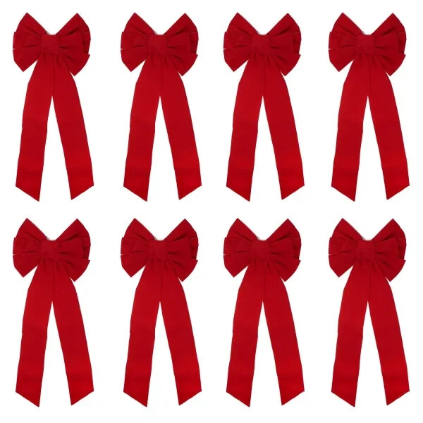 Gift Boutique Red Velvet Christmas Bows 26 Inch Long 10 Loop 8 Pack