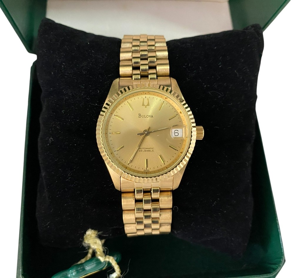 Bulova Swiss Automatic Gold Tone Stainless Steel Ladies Watch Rare