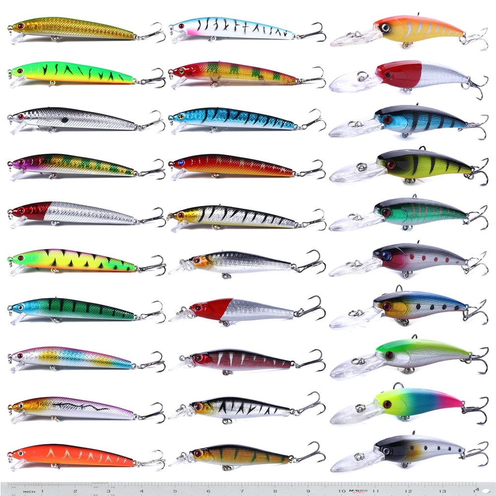 30PCS Hard Fishing Lure Set with Minnow & Crankbait for Beginners – Durable Fish Bait