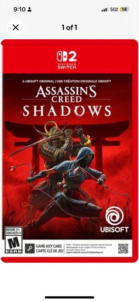 Assassin’s Creed Shadows Switch 2 Standard Edition Nintendo ESRB New Sealed