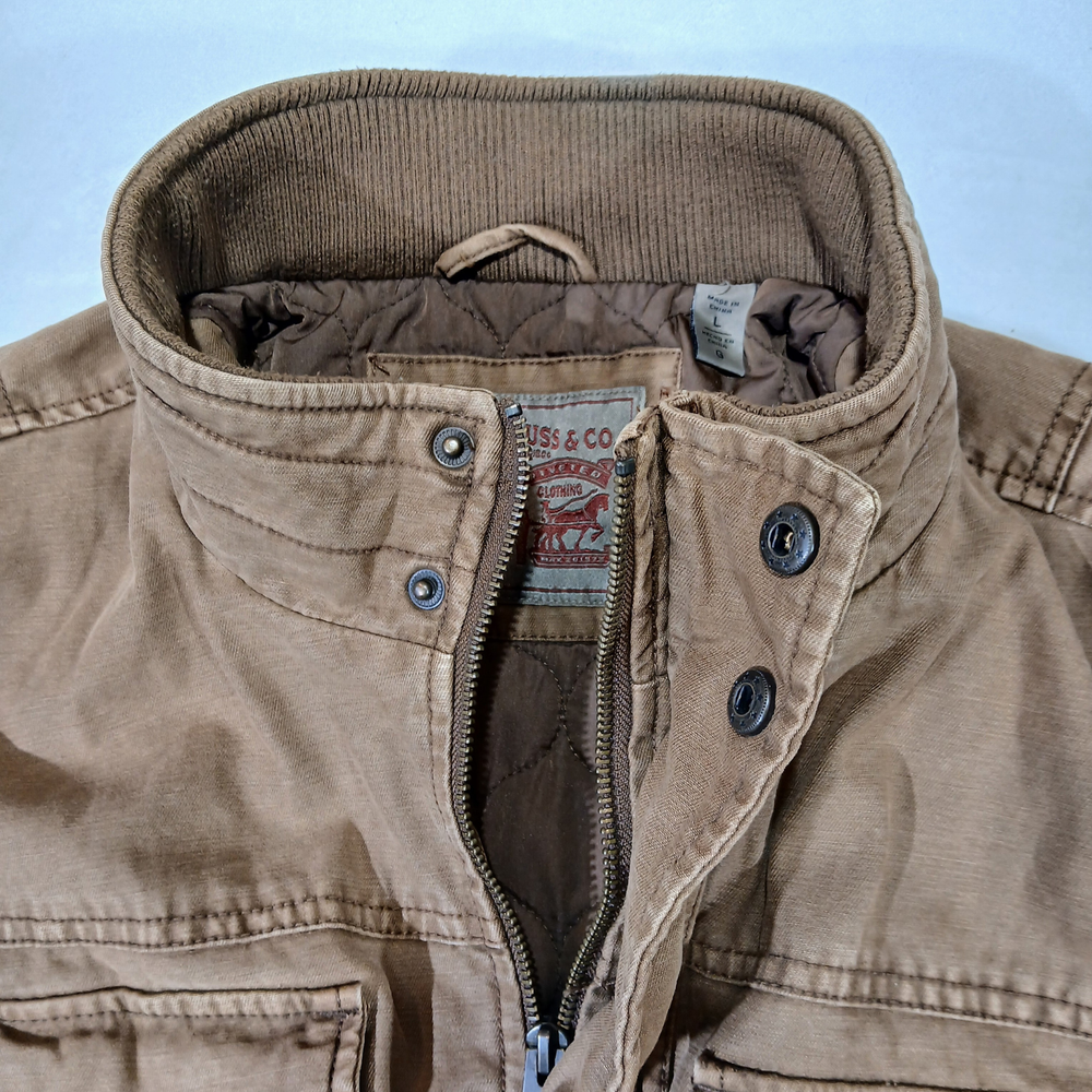 Levis Insulated Field Jacket Mens Utility Canvas Quilted Lined Brown Large