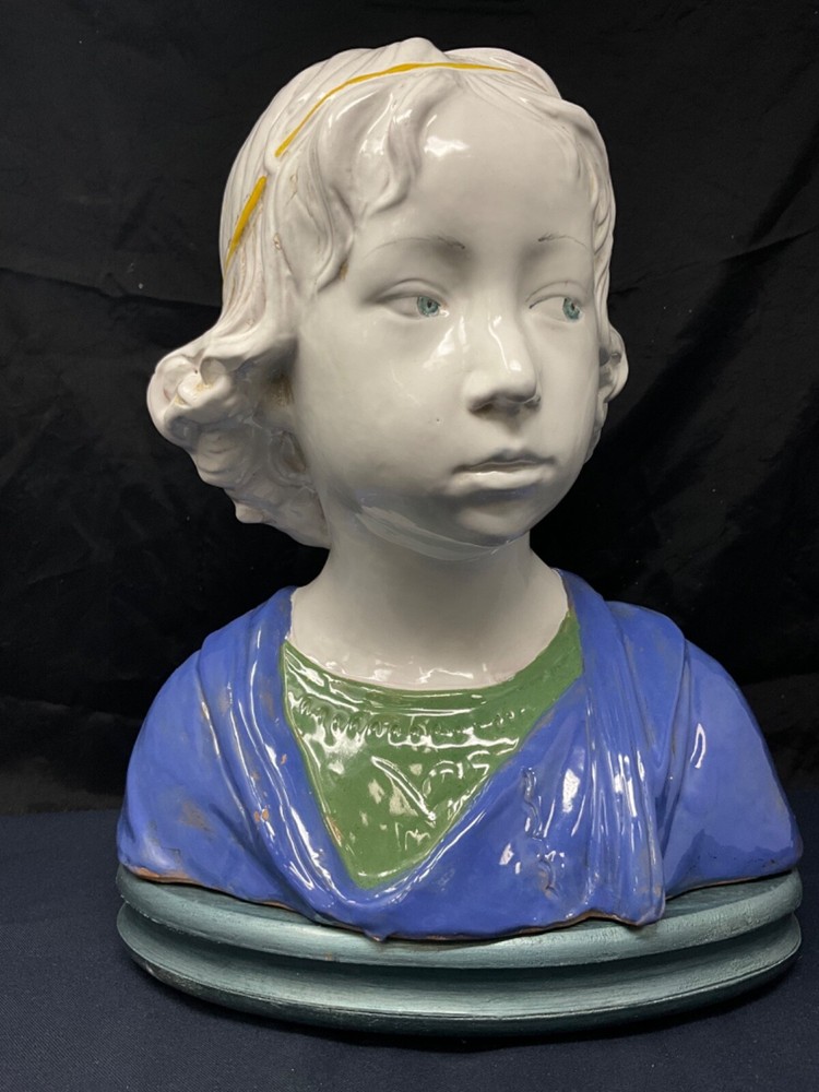 Della Robbia Florentine Majolica Bust of a Youth Boy Bust Italian Renaissance
