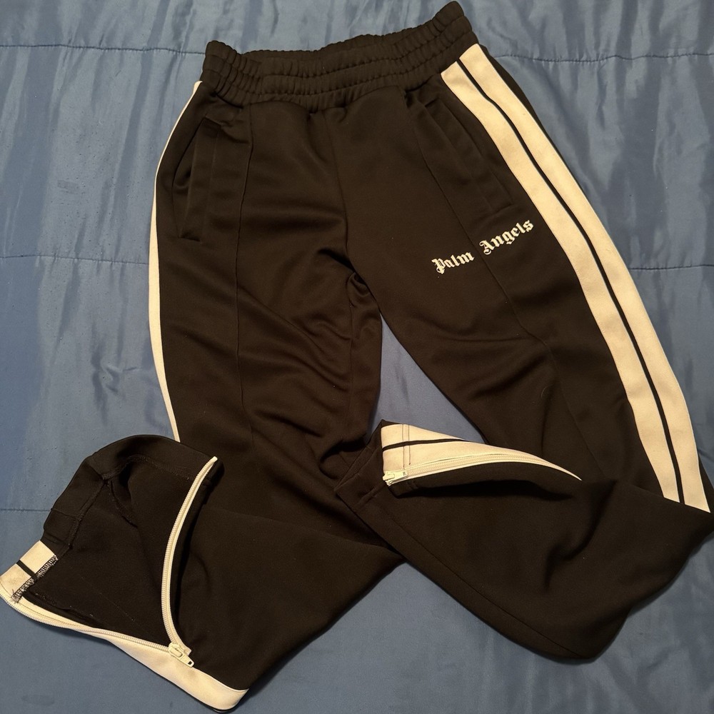 Authentic Palm Angels Track Pants Size XS Black Bottoms Zipper Flair
