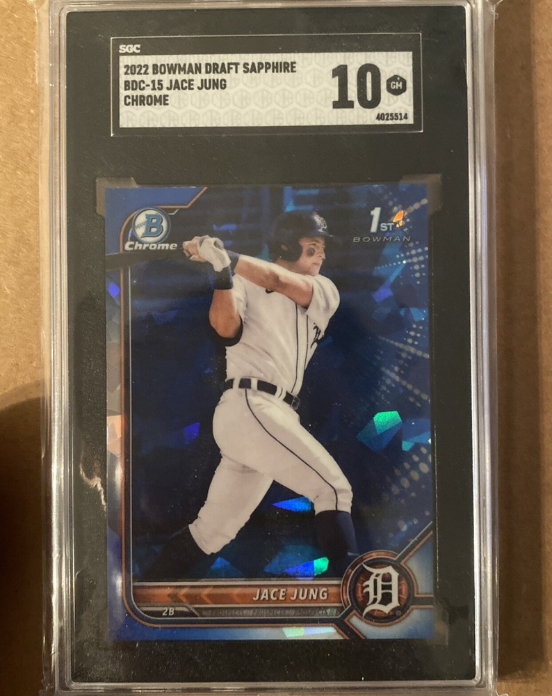 Jace Jung 2022 Bowman Draft Chrome Sapphire Prospects SGC 10 Gem Mint Tigers RC