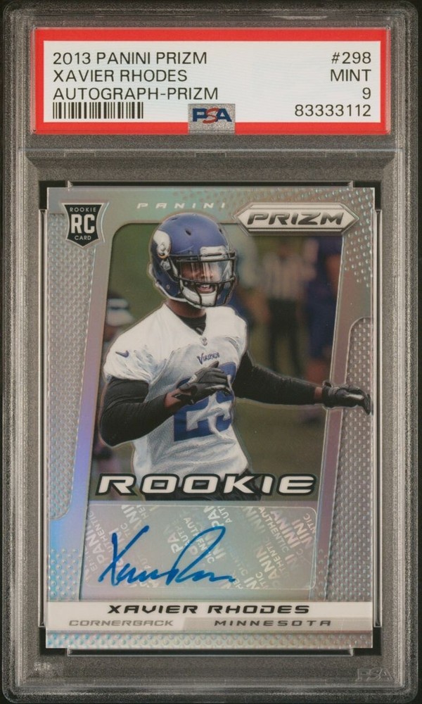 2013 POP 1 Panini Prizm Autograph #298 RC Xavier Rhodes Rookie Auto /99 PSA 9