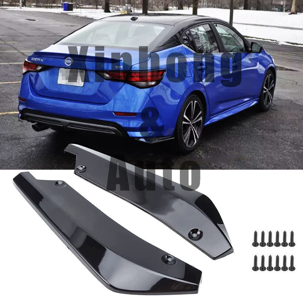 2x Gloss Black Rear Bumper Lip Splitter Canard Spoiler For Nissan Sentra 2020-23