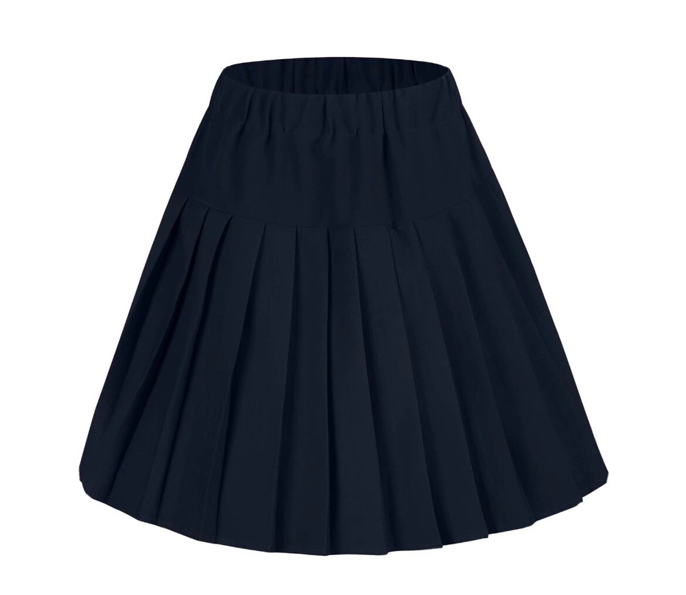 Urban CoCo Plaid Pleated School Uniform Mini Skirts (Black,XXL)
