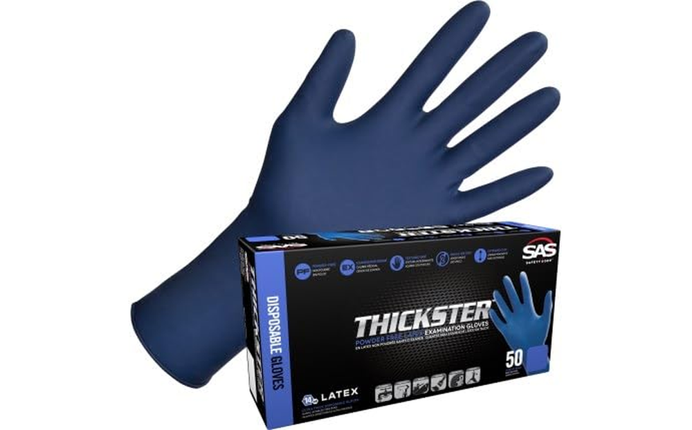 Thickster Powder-Free Latex Disposable Gloves X-Large Pack of 50 Safety 6604-20