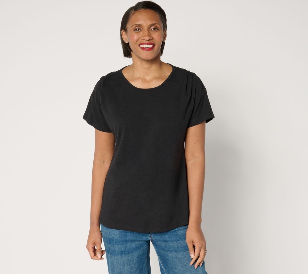 BEAUTIFUL by Lawrence Zarian Women's Top Plus Sz 1X Pleated Black A705243