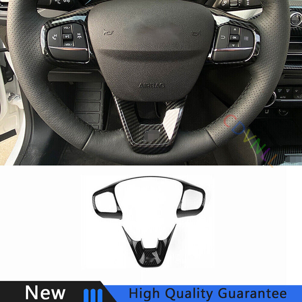 For Ford Focus ST RS 19-2020 Carbon Fiber Front Steering Wheel Frame Cover Trim
