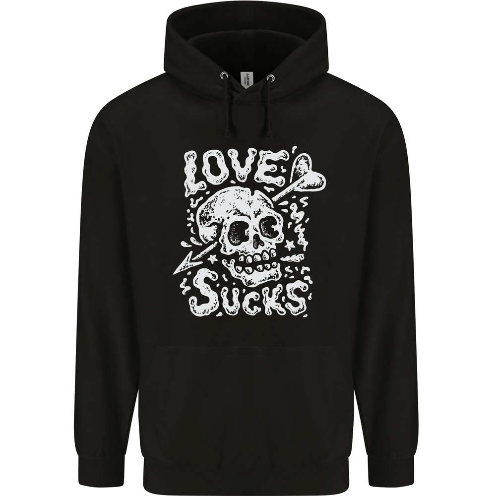 Love Sucks Skull Anti Valentines Day Singles Day Mens 80% Cotton Hoodie