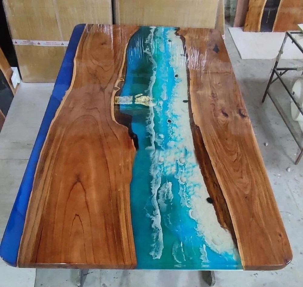 Epoxy Ocean Table Top Handmade Wooden Resin River Furniture