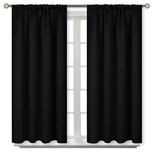 Rod Pocket Blackout Curtains 42x45 Inches 2-Pack for Bedroom