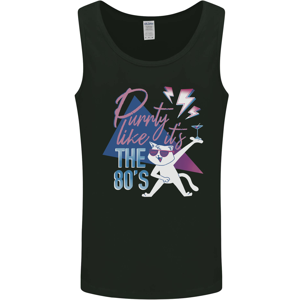 Cat Purrty Like Its the 80s Mens Vest Tank Top