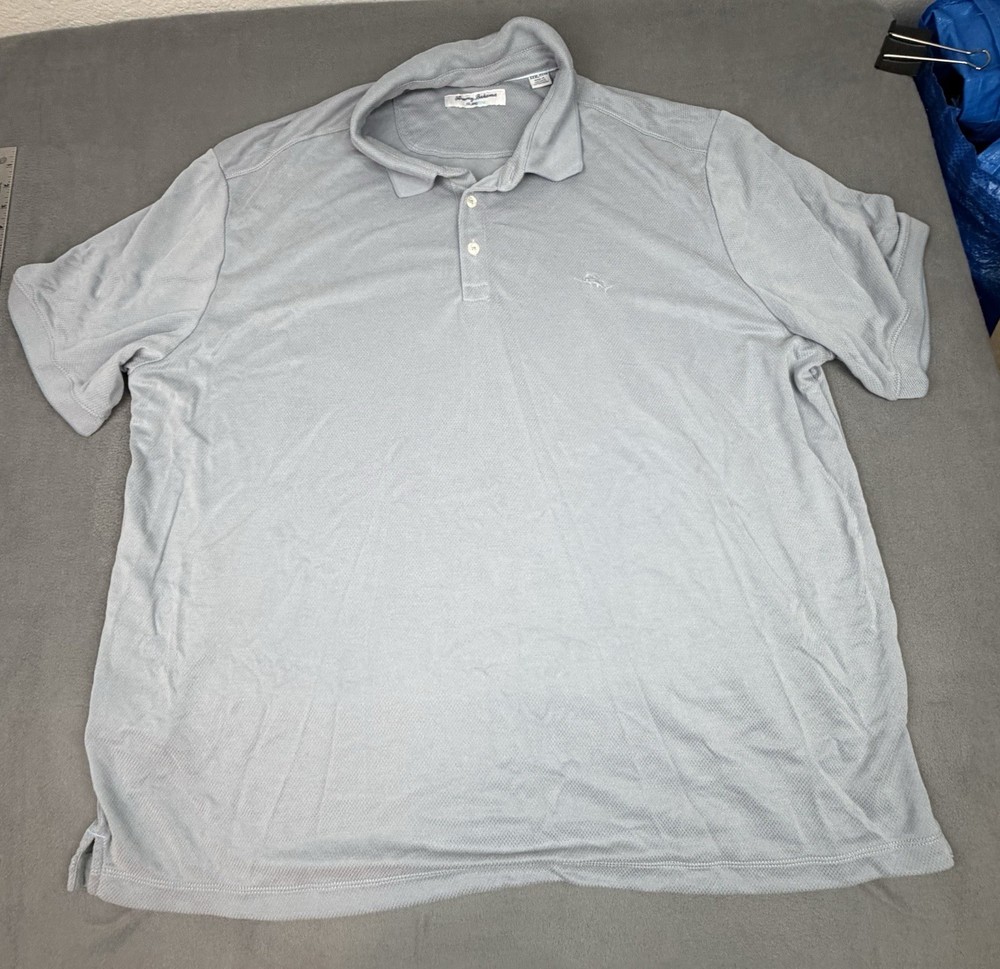 Tommy Bahama Island Zone Polo Shirt Mens 3XL Gray Lightweight Stretch Preppy