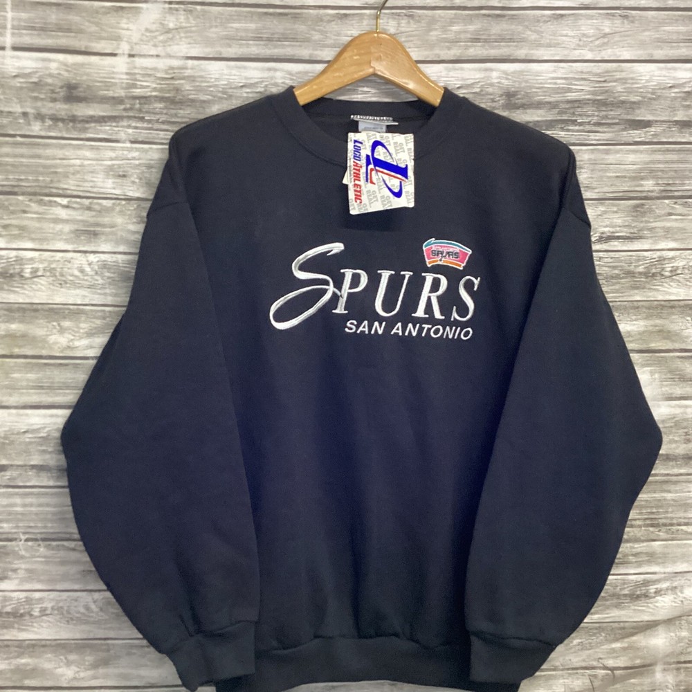 Vintage San Antonio Spurs Sweatshirt Mens Large Black Logo Athletic NBA 90s