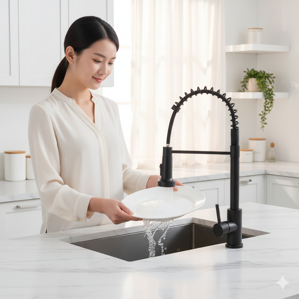 Pull-Down Kitchen Faucet – Multi-Finish Options (Black / Chrome / Brushed Gold)