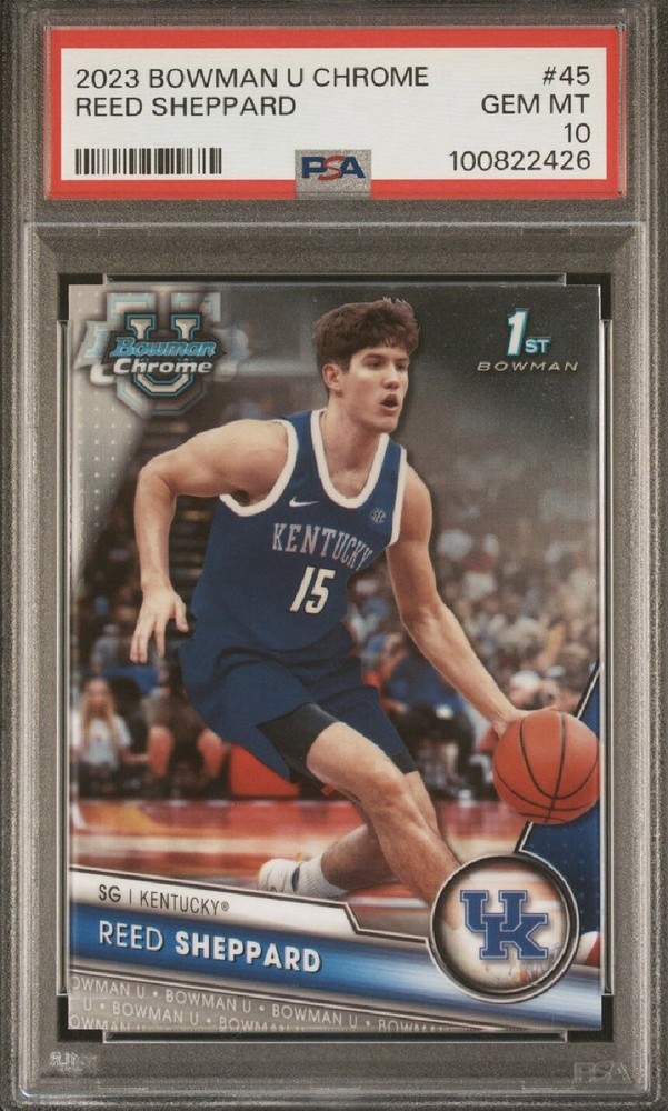 REED SHEPPARD 2023 Bowman U Chrome RC 1st PSA 10 Houston Rockets/ UK Wildcats