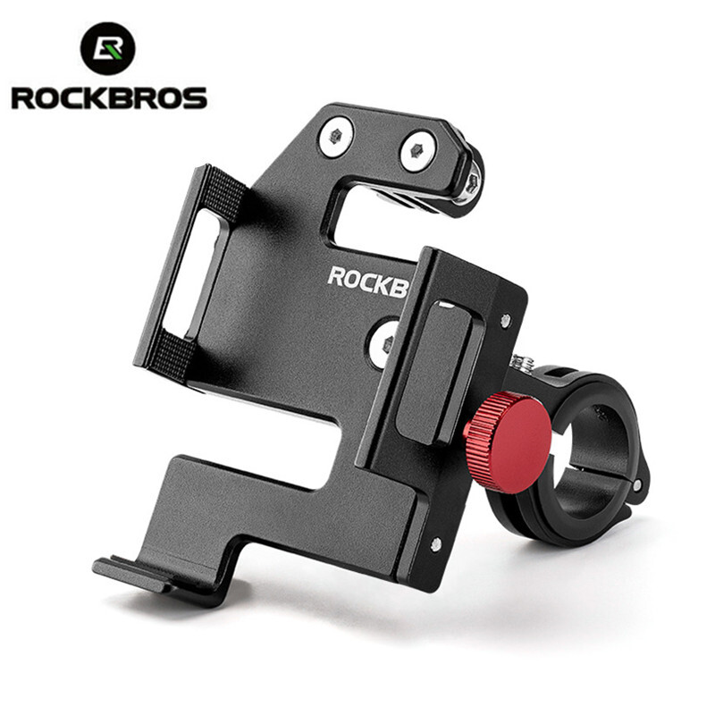 ROCKBROS Alloy Bicycle Phone Holder Compatible with 4.7-7 Inch Devices Motorcycle Bike Phone Mount Stand Bracket