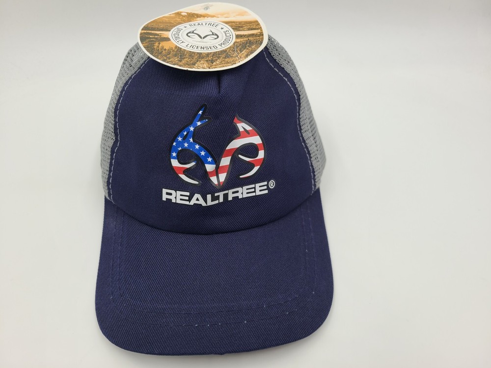 RealTree American Flag Mesh Trucker Adjustable (Fits Small) Hat Cap Men Women